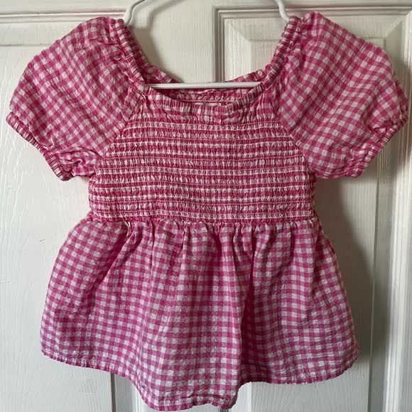 Cat & Jack Pink Blouse with Puff Sleeves and Peplum - Picture 3 of 3